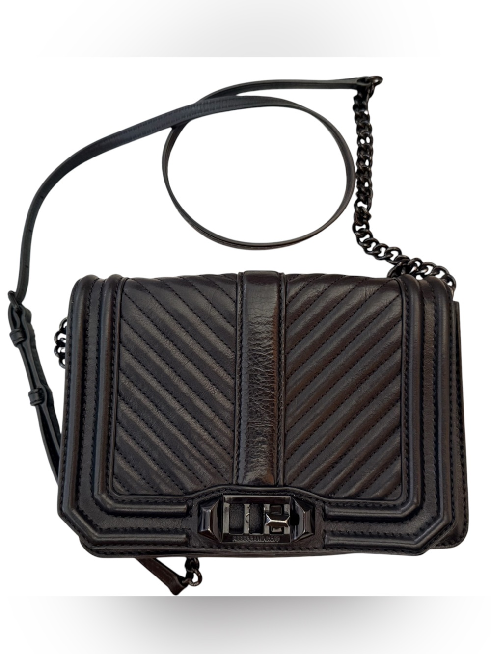 Rebecca Minkoff Chevron Quilt Love Crossbody Bag 8" W x 5.5" H x 2.25" MSRP 192